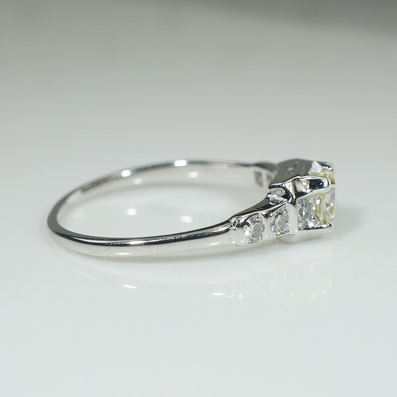 Art Moderne Yellow & White Diamonds in Platinum Ring