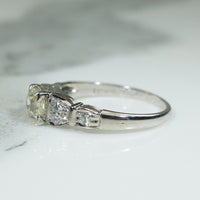 Fancy Yellow Old Mine Cushion Cut Diamond in Art Deco Engagement Ring