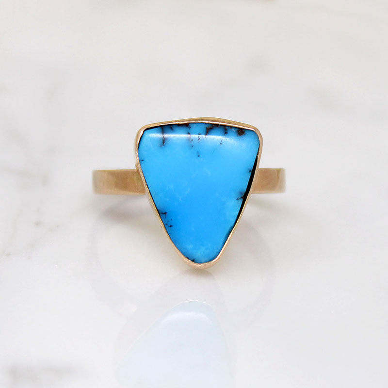 Brilliant Blue Turquoise in Simple Gold Ring