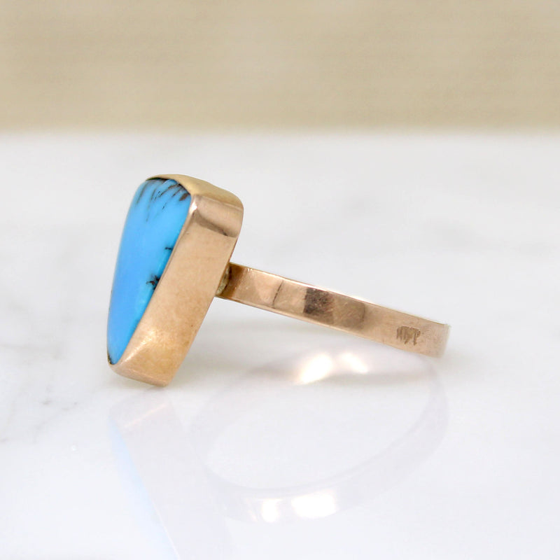 Brilliant Blue Turquoise in Simple Gold Ring