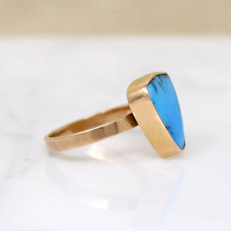 Brilliant Blue Turquoise in Simple Gold Ring
