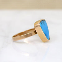 Brilliant Blue Turquoise in Simple Gold Ring