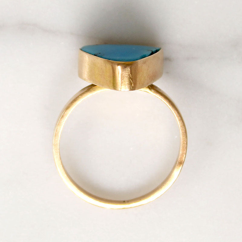 Brilliant Blue Turquoise in Simple Gold Ring