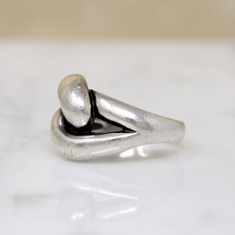Modernist Double Looped Sterling Silver Dome Ring
