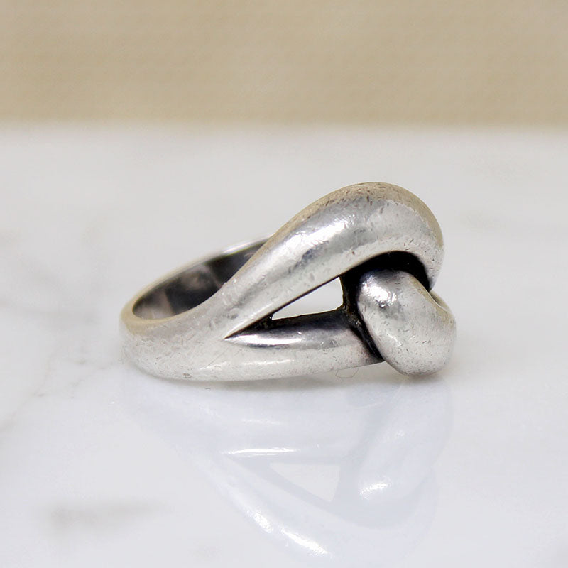 Modernist Double Looped Sterling Silver Dome Ring