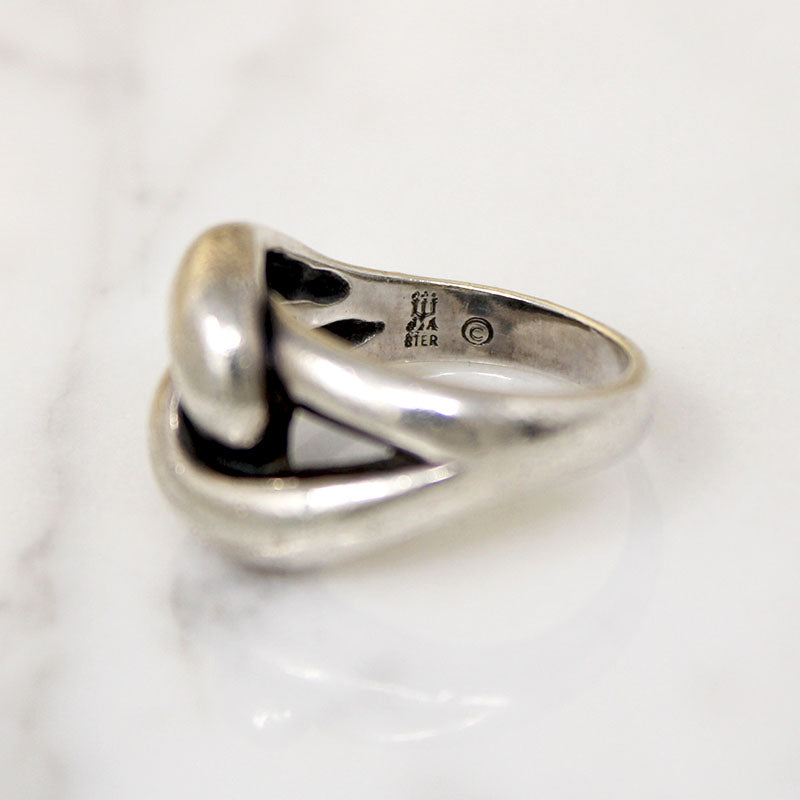 Modernist Double Looped Sterling Silver Dome Ring
