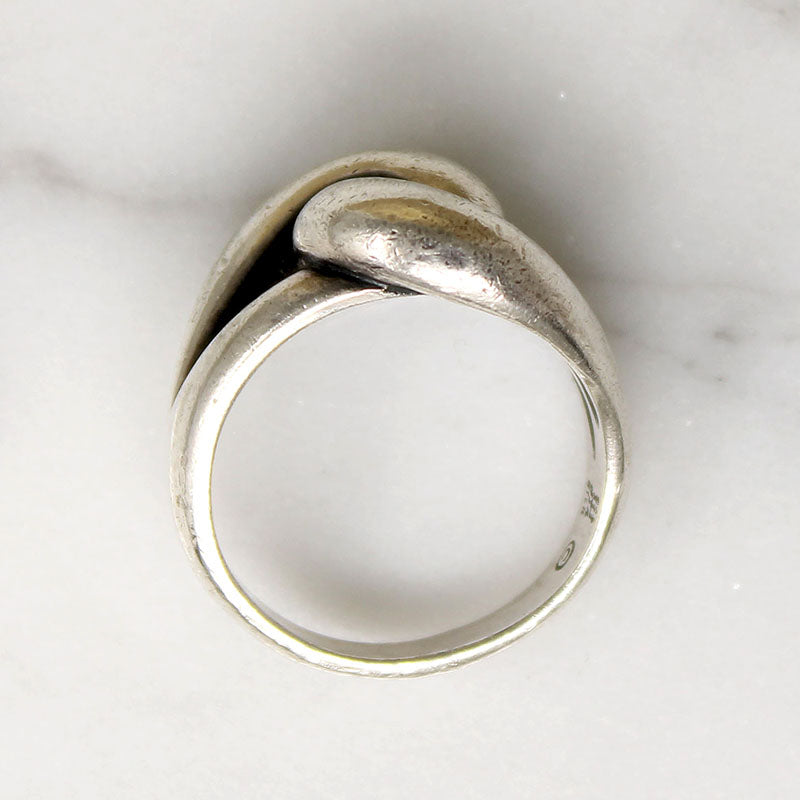 Modernist Double Looped Sterling Silver Dome Ring