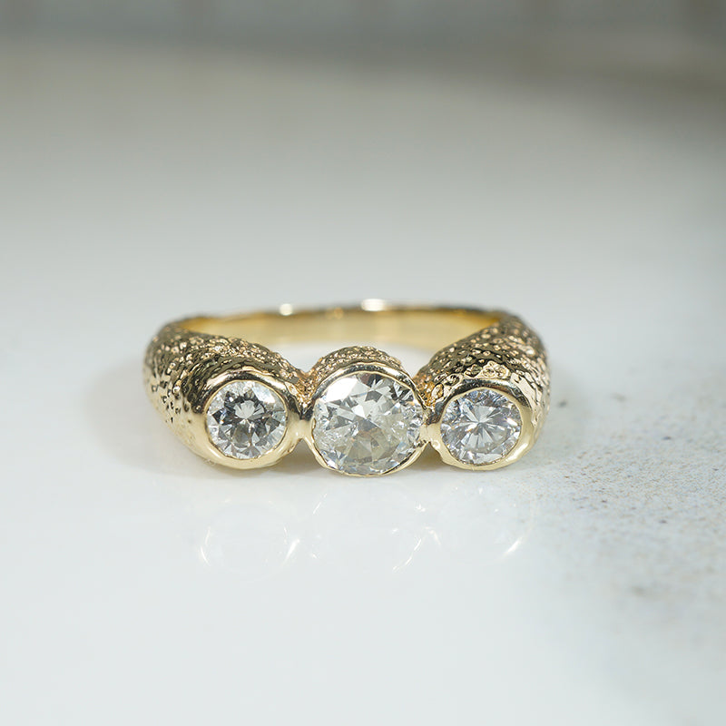 Bold Brutalist Diamond Trilogy Ring