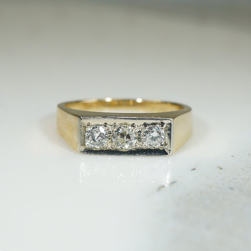 Swanky Two-Tone Gold & Diamond Signet Ring