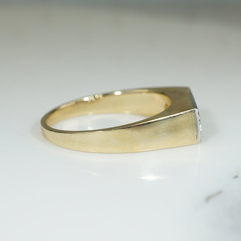 Swanky Two-Tone Gold & Diamond Signet Ring