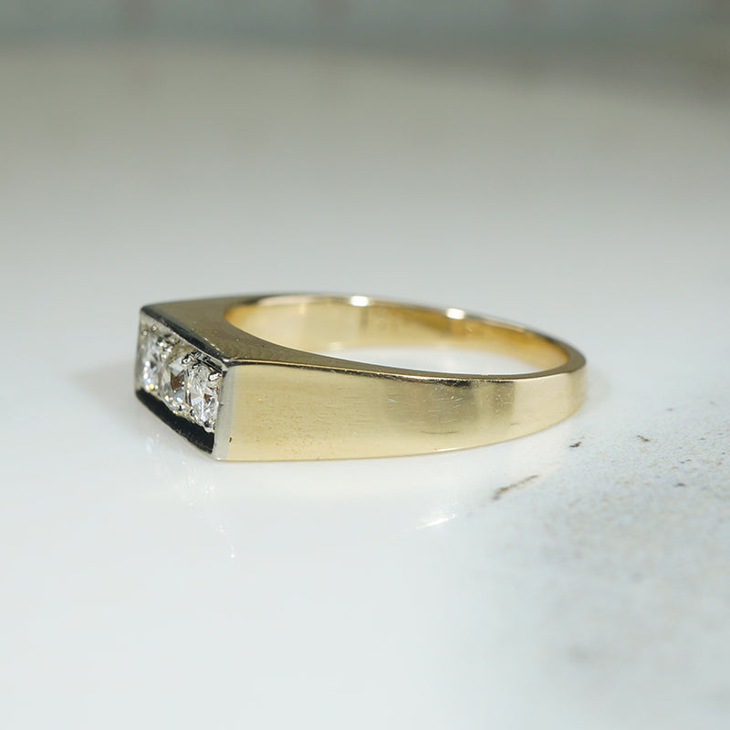 Swanky Two-Tone Gold & Diamond Signet Ring