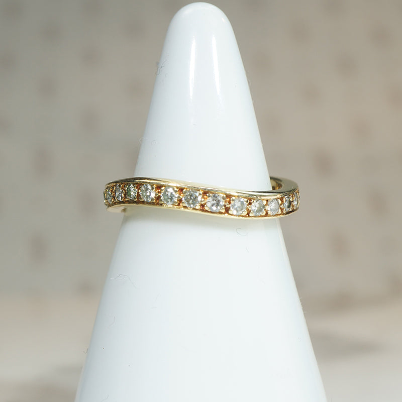 Contoured Diamond & 18k Gold Eternity Band