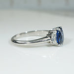 Midnight Blue Sapphire & Half Moon Diamonds Platinum Ring