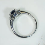 Midnight Blue Sapphire & Half Moon Diamonds Platinum Ring