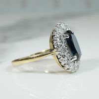 Stunning Vintage Oval Sapphire Diamond Halo Ring
