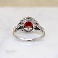 Dramatic Art Moderne Garnet & White Gold Solitaire Ring
