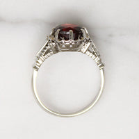 Dramatic Art Moderne Garnet & White Gold Solitaire Ring