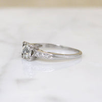 Refined Mid Century Old European Cut Diamond & Platinum Ring