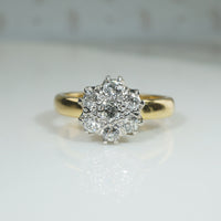 Antique Old Mine Cut & Old European Cut Diamonds in Platinum & Gold Engagement Ring