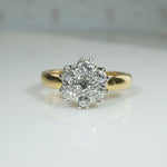 Seven Antique Diamonds in Platinum & Gold Cluster Ring