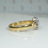 Antique Old Mine Cut & Old European Cut Diamonds in Platinum & Gold Engagement Ring
