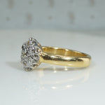 Seven Antique Diamonds in Platinum & Gold Cluster Ring