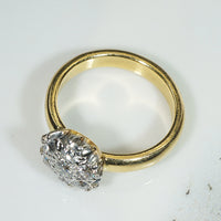 Antique Old Mine Cut & Old European Cut Diamonds in Platinum & Gold Engagement Ring
