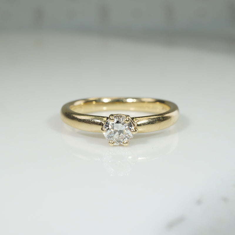 Old European Cut Diamond Solitaire on Chunky Gold Band