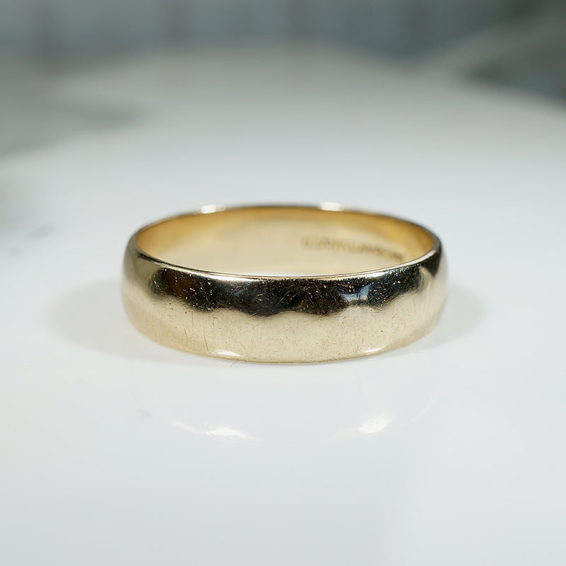 Subtly Hammered Size 12 14k Gold Band