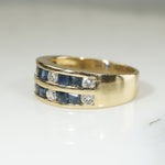 Channel Set Sapphire & Diamond 18k Gold Band