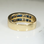 Channel Set Sapphire & Diamond 18k Gold Band