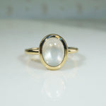 Luminous Moonstone in Curvaceous Gold Ring