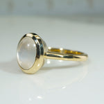 Luminous Moonstone in Curvaceous Gold Ring