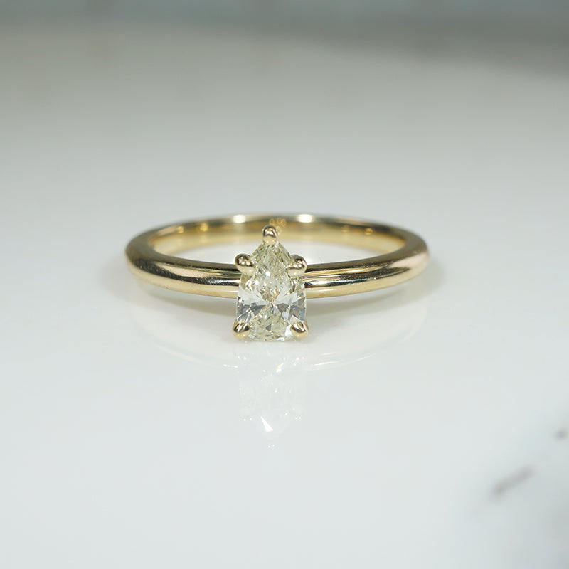 Fancy Light Yellow Pear-Cut Diamond Solitaire Ring