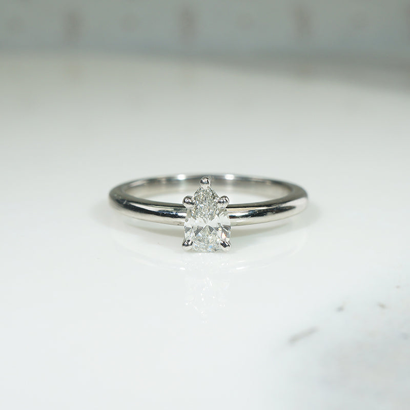 Vintage Pear-Cut Diamond in Icy Platinum Solitaire Ring