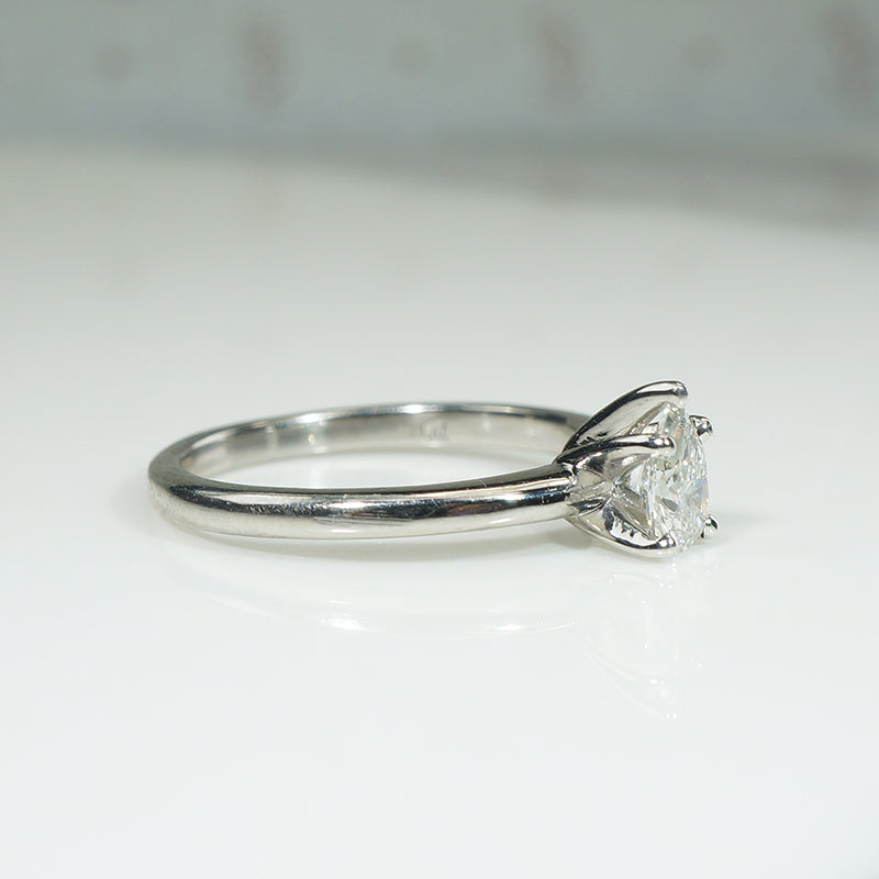 Vintage Pear-Cut Diamond in Icy Platinum Solitaire Ring