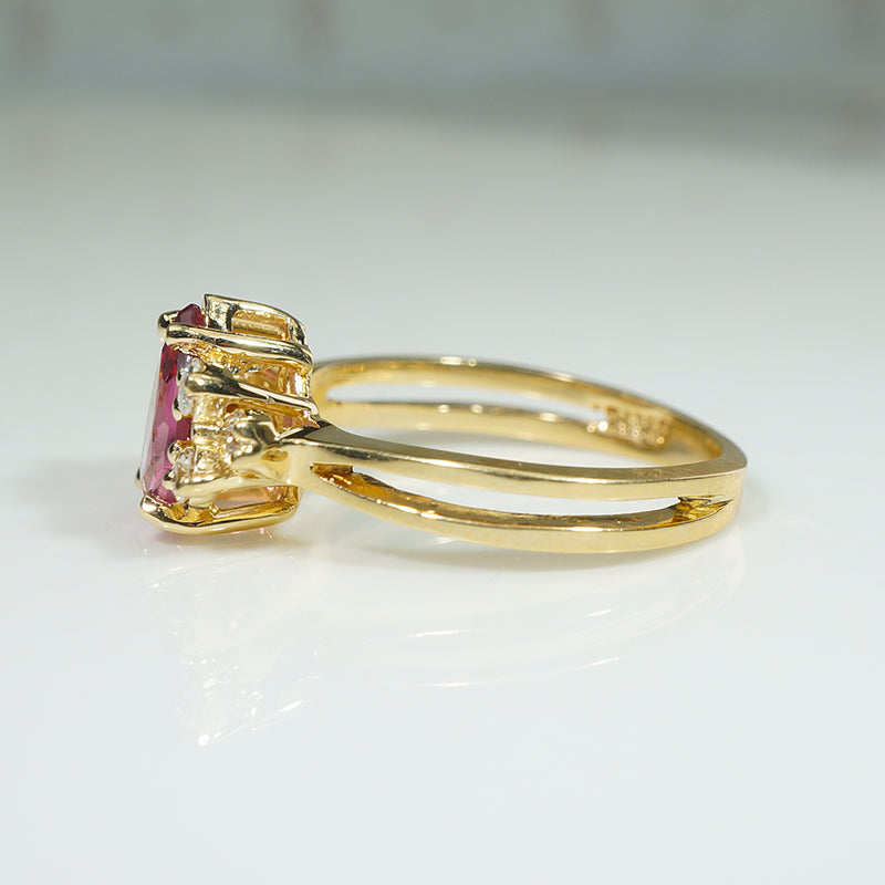 Pink Tourmaline & Diamonds in 18k Gold Cocktail Ring