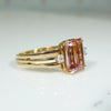 Peachy-Pink Emerald-Cut Tourmaline & Diamond Ring