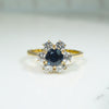 Sapphire & Diamond Cluster Ring in 18k Gold