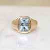 Icy Blue Aquamarine in Voluptuous Gold Signet Ring