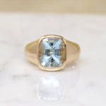 Icy Blue Aquamarine in Voluptuous Gold Signet Ring