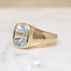 Icy Blue Aquamarine in Voluptuous Gold Signet Ring