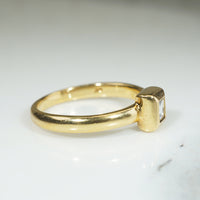 Emerald Cut Diamond in 18k Gold Bezel Solitaire Ring