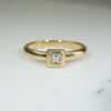 Square Cut Diamond Bezel Set in 18k Gold Ring