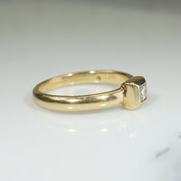 Square Cut Diamond Bezel Set in 18k Gold Ring
