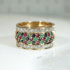 Wide 18k Gold Band with Harlequin Gems