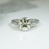 Platinum Waves Old Mine Cut Diamond Deco Engagement Ring