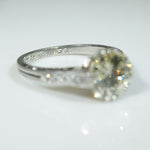 Platinum Waves Old Mine Cut Diamond Deco Engagement Ring