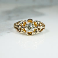 Striking Victorian Belcher Ring with .70ct Old Mine Cut Diamond