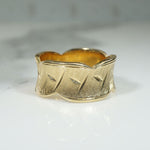 Wide Florentine Finish Gold Band with Scalloped Edges